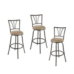 lot 8817 image: Set of 3 Stetson Adjustable Swivel Metal Bar Stools- Retail$119.99