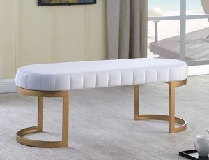 lot 9404 image: Best Master Furniture Velvet Accent Bench with Bronze Leg- Retail$185.99
