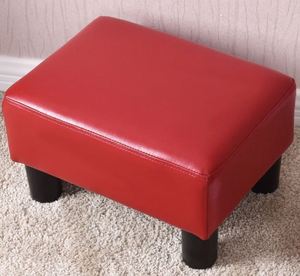lot 9418 image: Porch &amp Den Meadow Modern Small Red Faux Leather Ottoman Footrest Stool
