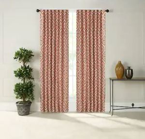 lot 9438 image: Porch & Den Laurel North Medallion Pattern Room Darkening Drapery Panel Pair- Retail$92.49