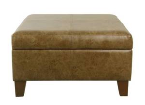 lot 8811 image: Copper Grove Homepop Large Faux Leather Storage Ottoman Brown 29x28