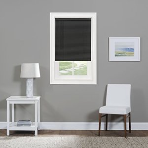 lot 47690 image: Achim Home Furnishings MSG236BK06 Cordless GII Morningstar 1 Light Filtering Mini Blind, Length 64inch Drop X Width 36inch, Black