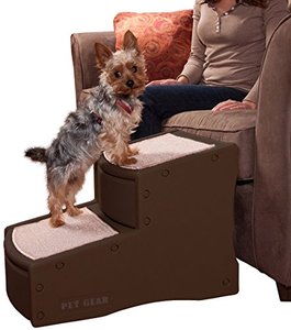 lot 47698 image: Pet Gear Easy Step II Pet Stairs, 2 Step for CatsDogs up to 150 Pounds, Portable, Removable Washable Carpet Tread, 2-Step, Chocolate
