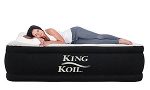 lot 47703 image: King Koil Queen Air Mattress with Built-in Pump - Best Inflatable Airbed Queen Size - Elevated Raised Air Mattress Quilt Top 1-Year Manufacturer Guarantee Included