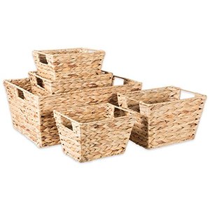 lot 47705 image: DII Natural Water Hyacinth Storage Basket with Handles, Beige