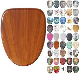 lot 47728 image: Sanilo Elongated Toilet Seat, Wide Choice of Slow Close Toilet Seats, Molded Wood, Strong Hinges (Mahogany)