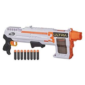 lot 47741 image: NERF Ultra Three Blaster, Pump-Action, 8-Dart Internal Clip, 8 Ultra Darts, Compatible Only Ultra Darts