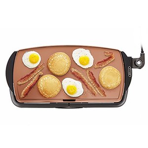 lot 47748 image: BELLA Electric Ceramic Titanium Griddle, Make 10 Eggs At Once, Healthy-Eco Non-stick Coating, Hassle-Free Clean Up, Large Submersible Cooking Surface, 10.5 x 20, CopperBlack