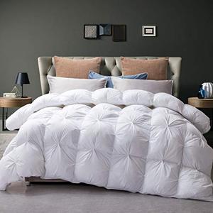 lot 47777 image: Goose Down Comforter 100% Egyptian Cotton 750 Fill Power Insert King Comforter 1200 Thread Count Pinch Pleat Design Down Proof Duvet Comforter with Corner Tabs for All Seasons,White 106x90Inches