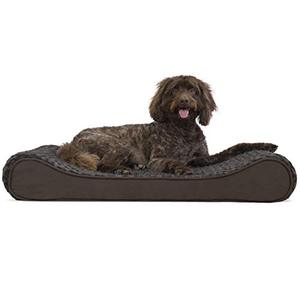 lot 47781 image: Furhaven Pet Dog Bed - Orthopedic Ultra Plush Faux Fur Ergonomic Luxe Lounger Cradle Mattress Contour Pet Bed with Removable Cover for Dogs and Cats, Chocolate, Large