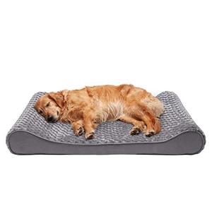 lot 47782 image: Furhaven Pet Dog Bed - Orthopedic Ultra Plush Faux Fur Ergonomic Luxe Lounger Cradle Mattress Contour Pet Bed with Removable Cover for Dogs and Cats, Gray, Jumbo