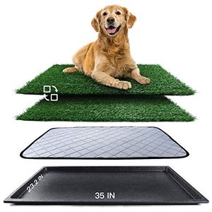 lot 47783 image: Upgrade Large Dog Grass Pad with Tray (35X23.2), Artificial Grass Mats Washable Pee Pad and Professionally Pet Toilet Potty Tray, Replacement Dogs Turf Potty Training for Indoor Outdoor Apartment