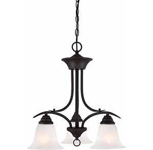 lot 47784 image: Volume Lighting V5253-79 Trinidad 3-Light Chandelier, Antique Bronze, 19 x 19 x 20