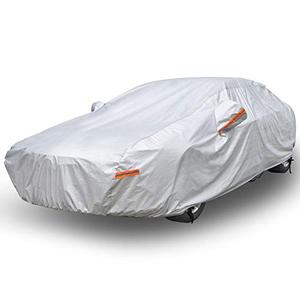 lot 47792 image: Car Cover Waterproof All Weather for Automobiles, Morhept 6 Layer Universal Outdoor Indoor Heavy Duty Full Car Covers, Scratch Resistant Snowproof UV Protection Auto Cover for Sedan(186-193)