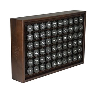 lot 47798 image: AllSpice Wood Spice Rack, Includes 60 4oz Jars- Walnut Stain