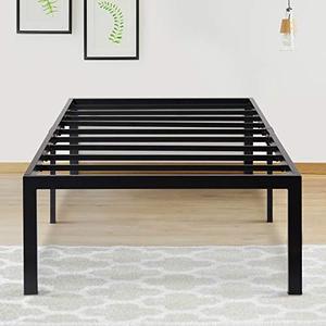 lot 47806 image: Olee Sleep 18 Inch Tall Heavy Duty Steel Slat Anti-slip Support Easy Assembly Mattress Foundation Maximum Storage Noise Free No Box Spring Needed, Black - Size TWIN