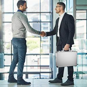 lot 47807 image: KDLASS Small Briefcase, 14in Laptop Case with Lock Hard Surface Portable Aluminum Case 15.1x10.6x3.6 inch, Suitable for Office and Family,Silver.