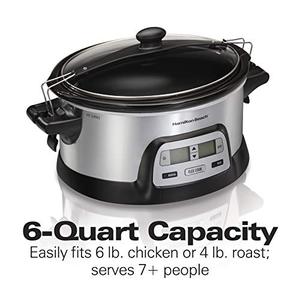 lot 47811 image: Hamilton Beach Stay or Go Portable 6-Quart Programmable Slow Cooker With FlexCook Dual Digital Timer for 2 Heat Settings, Lid Lock (33861)