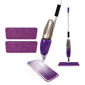 lot 47857 image: Microfiber Spray Mop for Floors Cleaning, with 2 Washable Mop Pads and 600ML Refillable Bottle-Purple