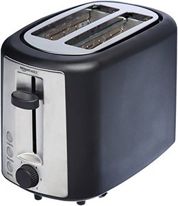 lot 47874 image: Amazon Basics 2 Slice, Extra-Wide Slot Toaster with 6 Shade Settings, Black