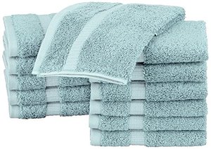 lot 47875 image: Amazon Brand �� Pinzon Organic Cotton Bathroom Body Towels, Set of 4, Spa Blue