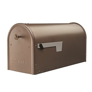 lot 47898 image: Gibraltar Mailboxes Edwards Large Capacity Galvanized Steel Venetian Bronze, Post-Mount Mailbox, EM160VB0