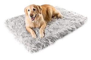 lot 47900 image: Puprug Faux Fur Memory Foam Orthopedic Dog Bed, Premium Memory Foam Base, Ultra-Soft Faux Fur Cover, Modern and Attractive Design (LargeExtra Large - 50 L X 30 W, Gray Rectangle)