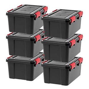 lot 47903 image: IRIS USA UCB-SS WEATHERTIGHT Storage Box, 19 Qt, BlackRed, 6 Pack