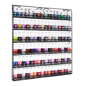 lot 47909 image: AMT Metal Nail Polish Racks for The Wall  Clear Nail Polish Display  Young Living Essential Oils Organizer  Holds up to 108 Bottles. (Black)