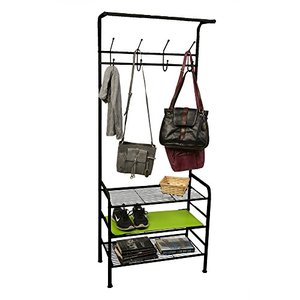 lot 47912 image: Mind Reader Metal Coat, Shoe Rack, Purses, Scarf, Shelving Organizer, Black
