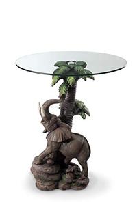 lot 47922 image: OK Lighting Animal 24 H Glass Top Color Sculpture End Table - Elephant