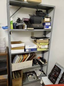 lot 32567 image: 6ft Metal Shelf With Office Supplies