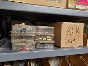 lot 35996 image: Resistors, Used XLR Connectors, Lowell Rack Hardware, Bread Boards
