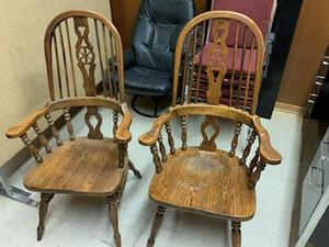lot 36006 image: (2) Wood Captain Chairs