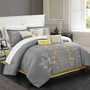 lot 29015 image: Queen 8pc Fortuno Comforter Set Yellow - Chic Home Design