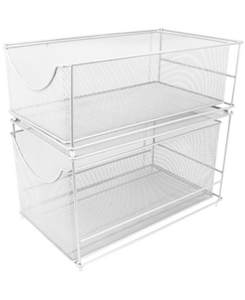 lot 29131 image: Sorbus Mesh Steel Cabinet Organizer Set with 2 Pull Out Drawers