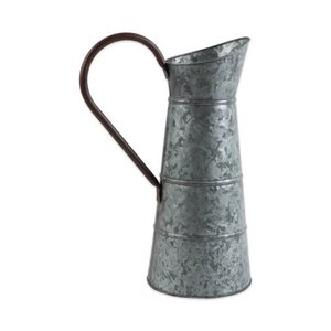 lot 29217 image: Galvanized Metal Farmhouse Rustic Flower Vase Watering Can - Pitcher