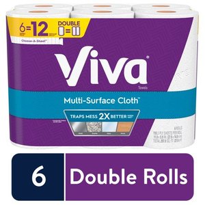 lot 29337 image: VIVA Multi-Surface Cloth Choose-A-Sheet Kitchen Paper Towels, White, 6 Double Rolls (110 sheets per roll)