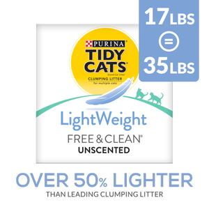 lot 29339 image: Purina Tidy Cats Light Weight, Low Dust, Clumping Cat Litter, LightWeight Free & Clean Unscented, Multi Cat Litter - 17 lb. Box