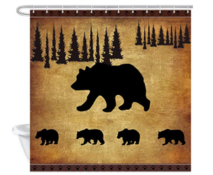 lot 29410 image: JAWO Bear Shower Curtain With Hooks
