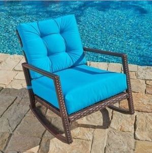 lot 28086 image: Pheap Outdoor Wicker Rocking Chair by Havenside Home- Retail$149.99