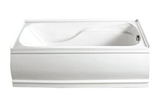 lot 28100 image: KINGSTON BRASS VTDE603221R 60-Inch Contemporary Alcove Acrylic Bathtub with Right Hand Drain and Overflow Holes , White