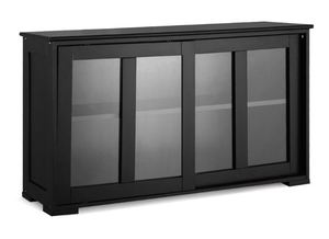 lot 28103 image: Wooden Buffet Cupboard Kitchen Storage Sideboard Sliding Door Black