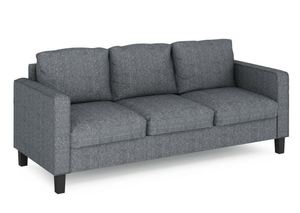 lot 28105 image: Bayonne 75.4 in. Gunmetal Polyester 3-Seater Lawson Sofa with Square Arms by Furinno