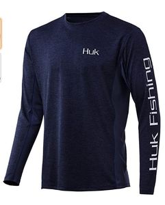 lot 29141 image: Huk Mens Coldfont Icon X Saragasso Sea Heather Small Long Sleeve Shirt