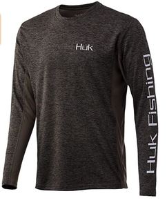 lot 29135 image: Huk Mens Coldfont Icon X Fallen Rock Heather Small Long Sleeve Shirt