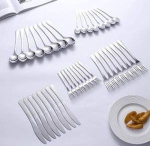 lot 29167 image: Silverware Set, Elegant Life 40-Piece Stainless Steel Silverware Flatware Cutlery Set Service for 8, Knife Fork Spoon Flatware Set, Modern Design & Smooth Edge