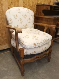 lot 1005 image: Vintage Wood and Upholstered Chair