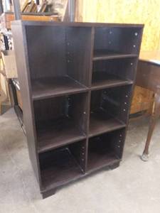 lot 1019 image: Dark Brown Wood Cubby Wall Unit 28 x 25 x 8 in