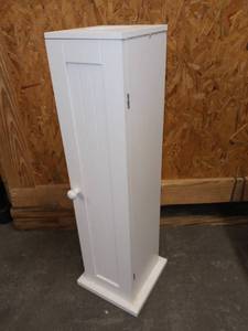 lot 1037 image: White Wooden Toilet Paper Storage Cabinet 26 x 8 x 8 in